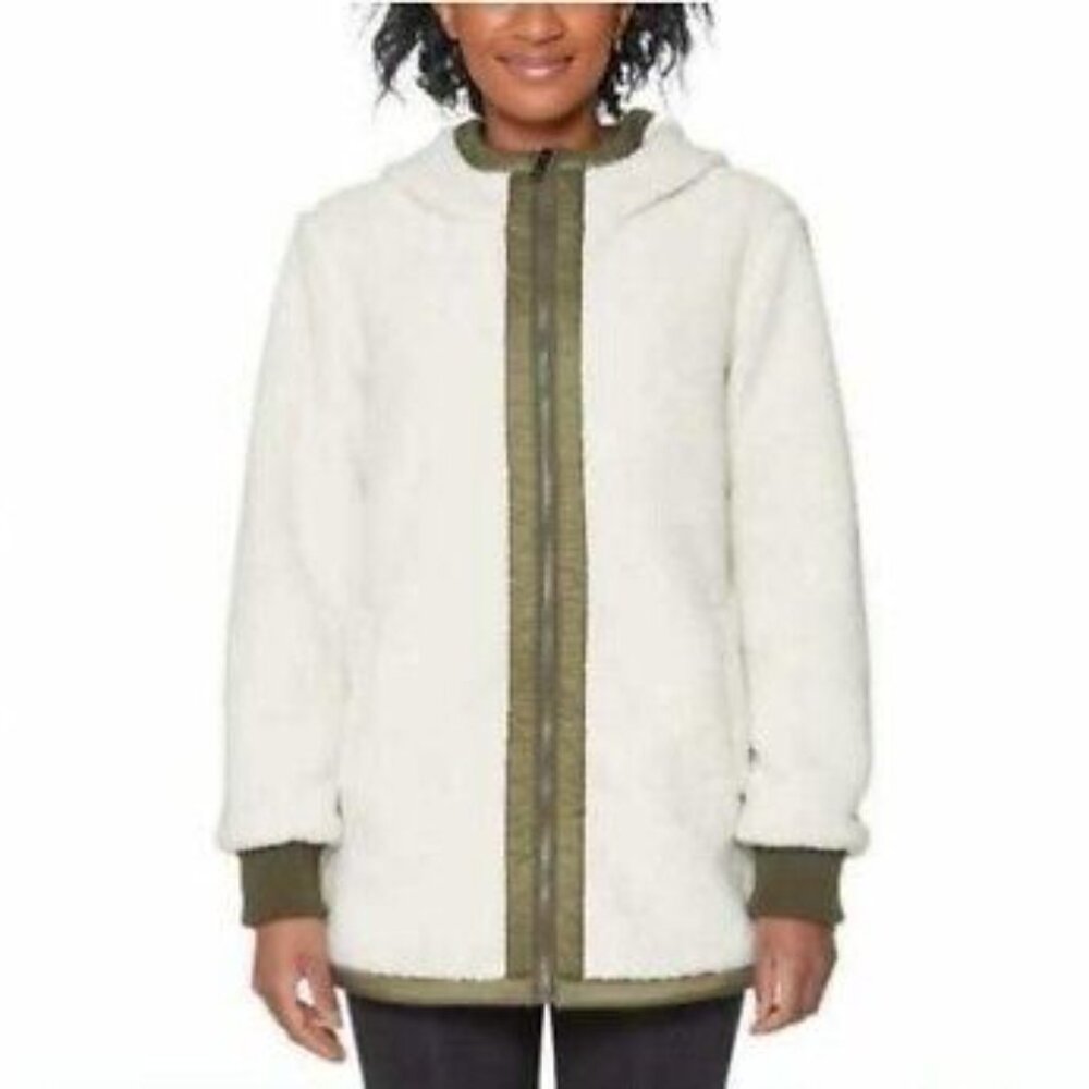 Madison Women's White Green Expedition Cozy Winter Fleece Jacket Size Large